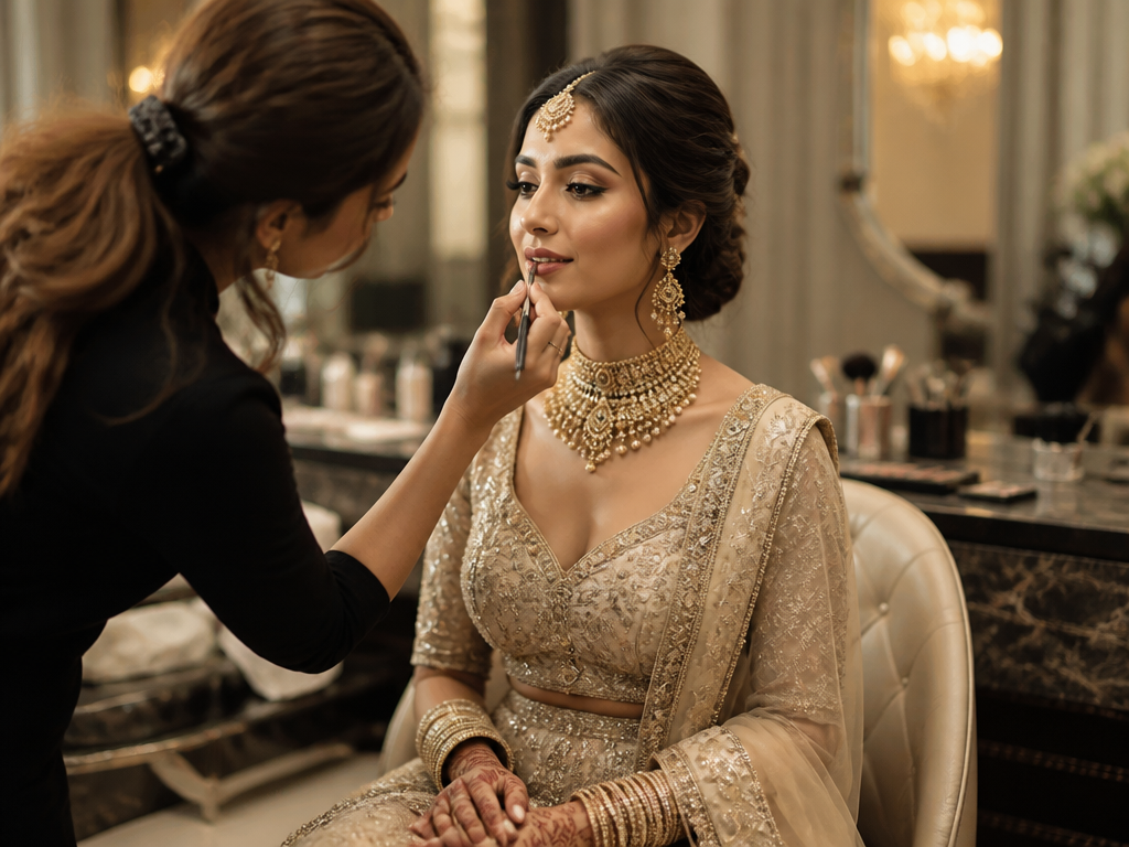 Luxury bridal makeup at Dhun Salon in Kharghar