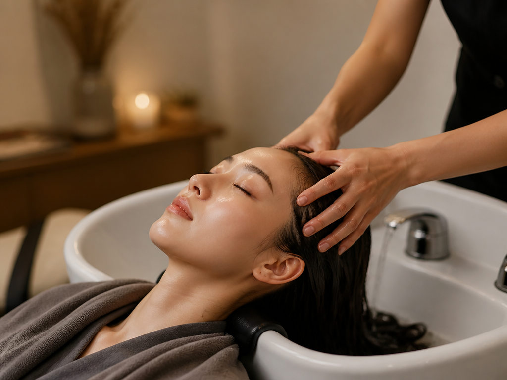 Relaxing hair spa ritual at Dhun Salon in Kharghar