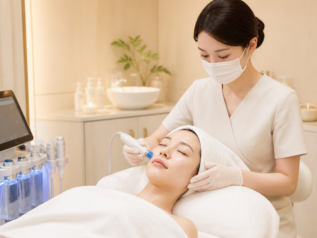 Hydra facial service in a premium beauty room at Dhun Salon