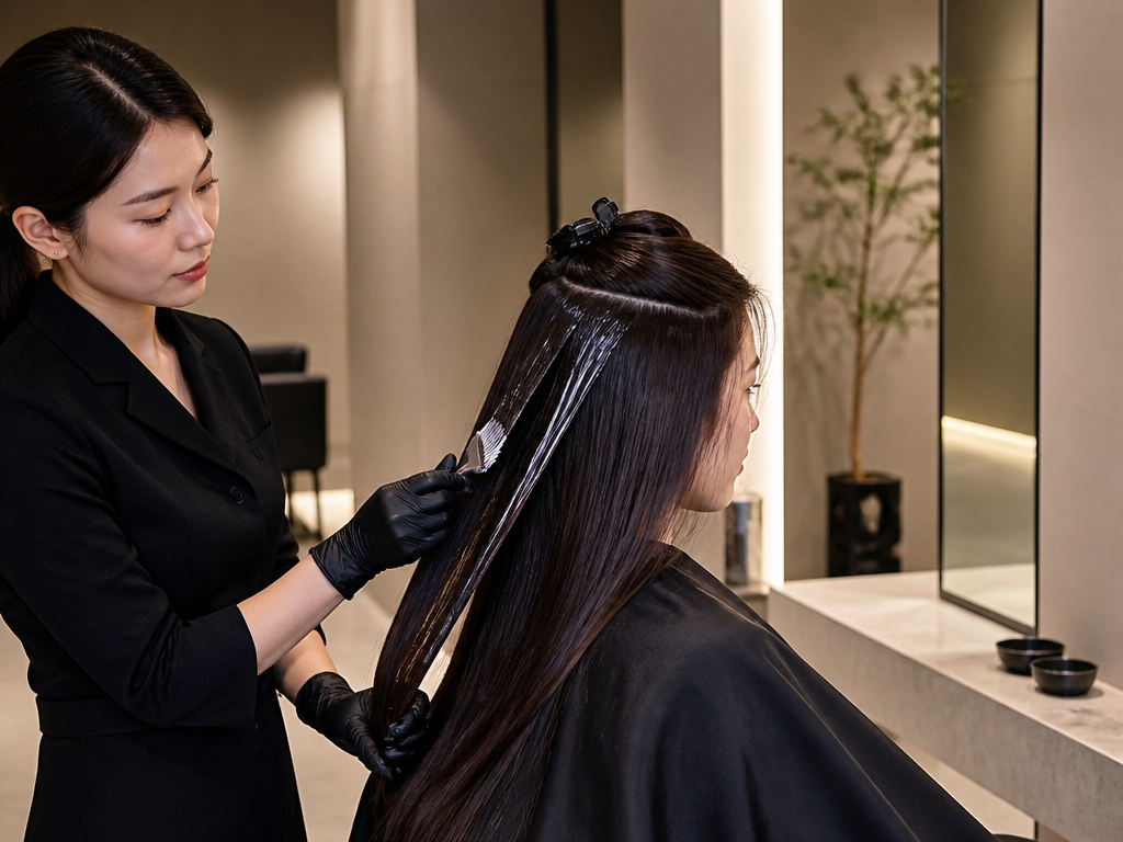 Keratin treatment application at Dhun Salon in Kharghar
