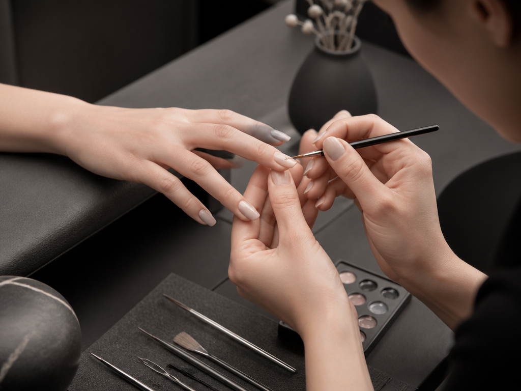 Minimal contemporary nail art application at Dhun Salon
