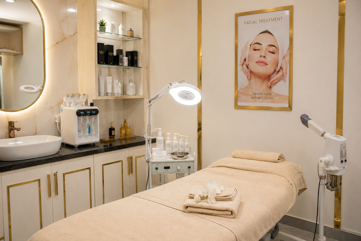 Facial treatment room at Dhun Salon Kharghar